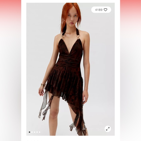 Urban Outfitters Rosa Mesh Halter Mini Dress - Picture 5 of 5